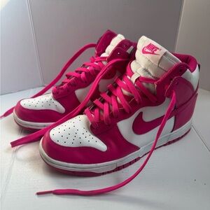 Nike Dunk Hightops Hot Pink White Womens Size 7.5